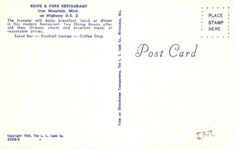 Knife & Fork Restaurant - Vintage Postcard